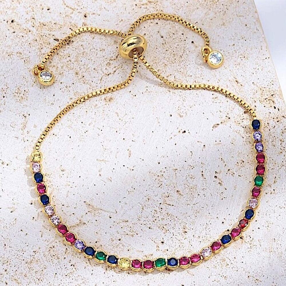 Gold Multicolor Gemstone Bracelet
